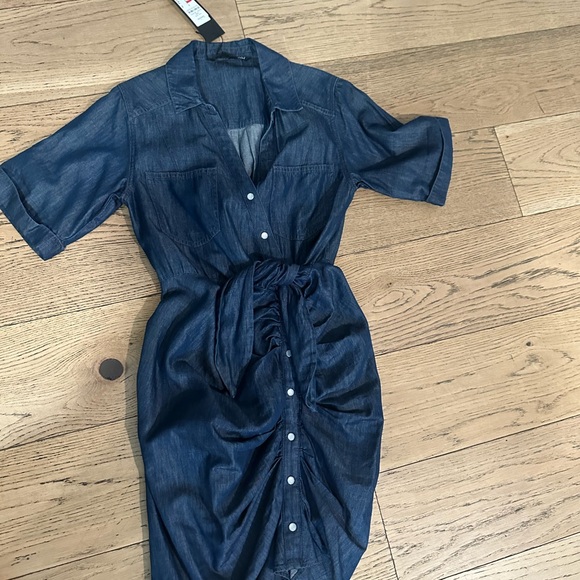 Veronica Beard Hensley Chambray Tie-Waist Shirtdress Size 2 - Picture 2 of 4